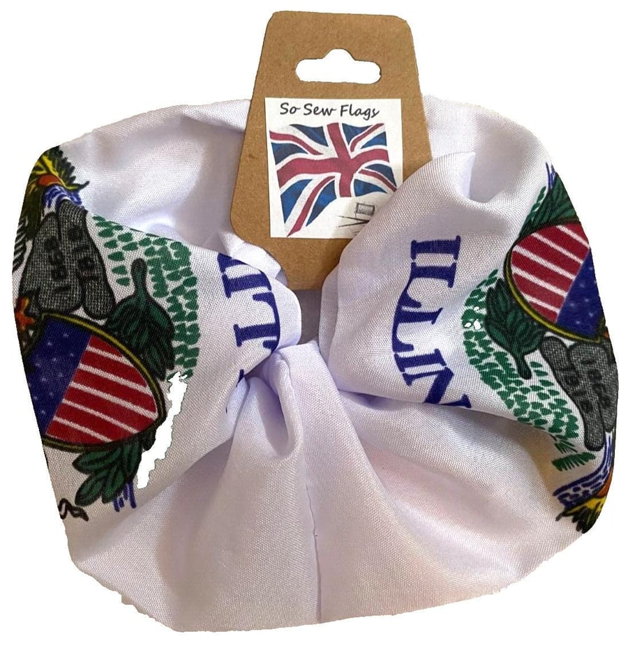 Illinois USA State Flag Hair Scrunchie Scrunchies Accessory Ties Elastic