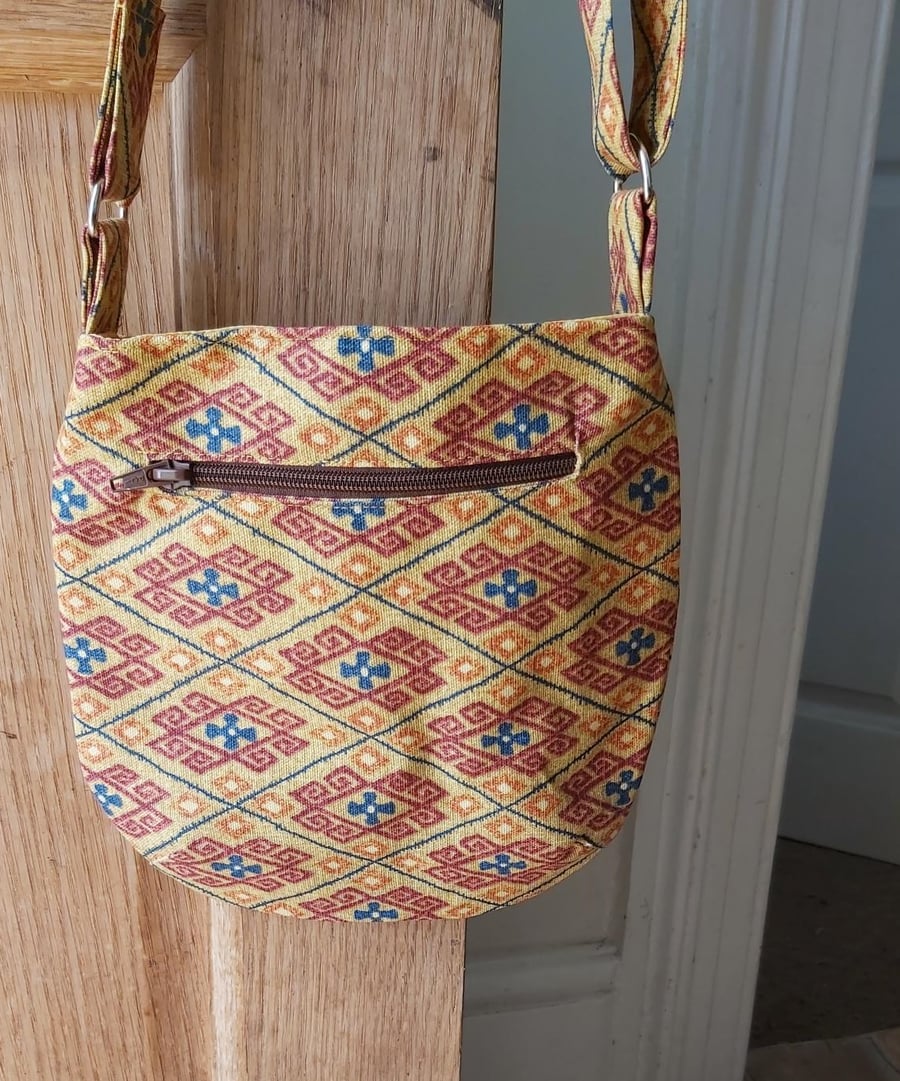 Small geometric design trail tote,  crossbody or shoulder bag