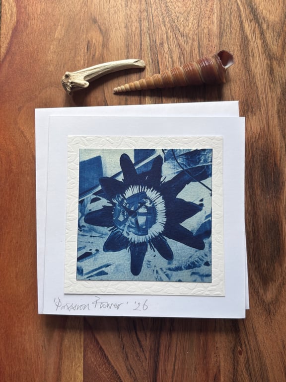 Passion Flower - Cyanotype Card with envelope