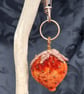 Copper strawberry textile art handbag charm,keyring  - Image 1