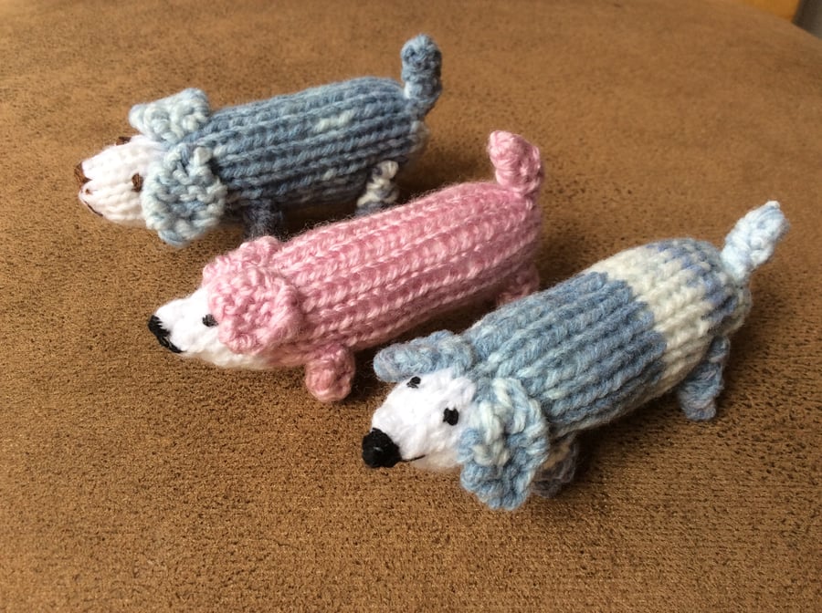 Knitted Pink Sausage Dog,, Dachshund