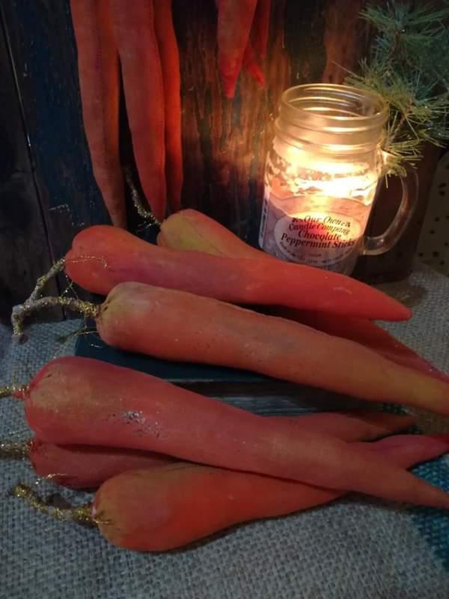 Primitive textile art carrot decora, carrots, christmas decor, christmas carrots