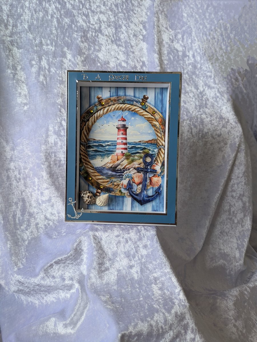 Porthole frame Lighthouse box card