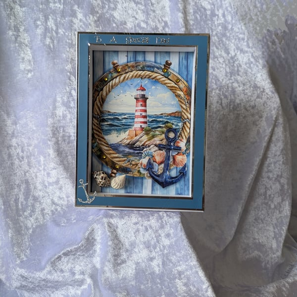 Porthole frame Lighthouse box card