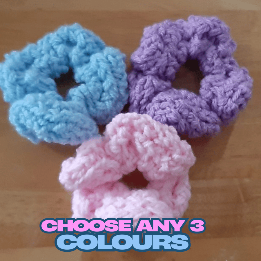 Set of 3 Chunky Knit Scrunchies in the Colours of Your Choice