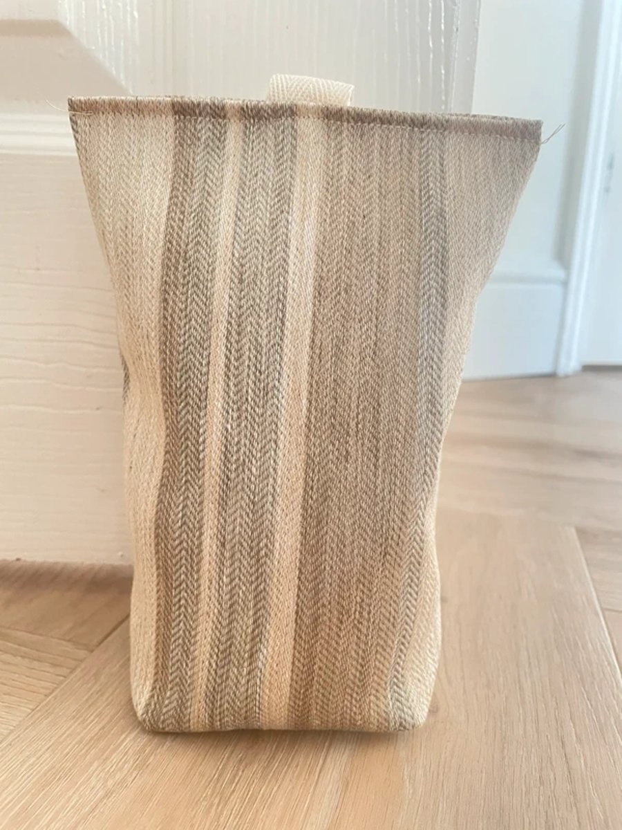 Handmade Mulberry Fabric Doorstop with neautral stripes