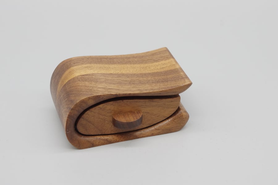 Handmade small wooden trinket, keepsake, jewel box. Black Walnut bandsaw box.