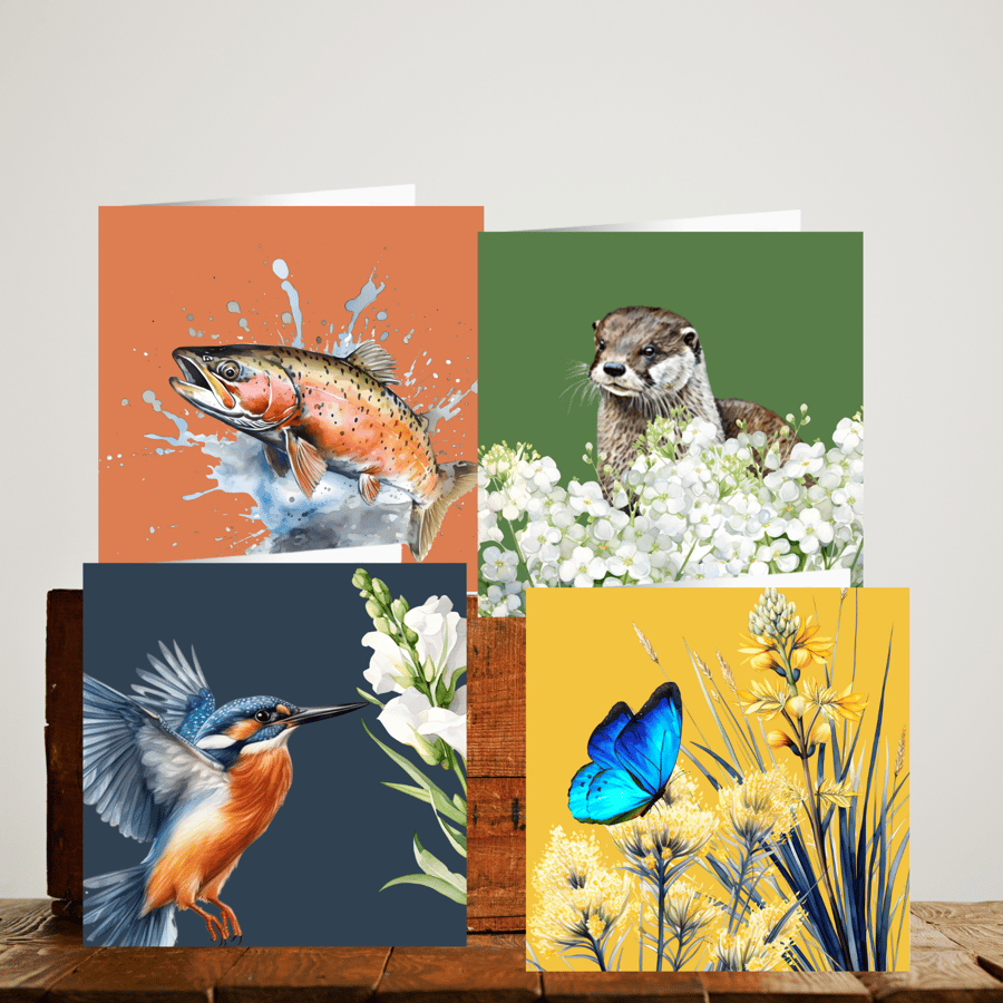 Tales from the Riverbank - set of 4 beautiful cards or as a single card
