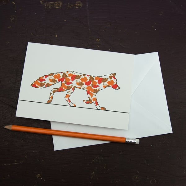 Autumn Leaves Fox Greetings Card
