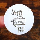35 x Foiled Happy Post Envelope 37mm Stickers - Small Business Supplies