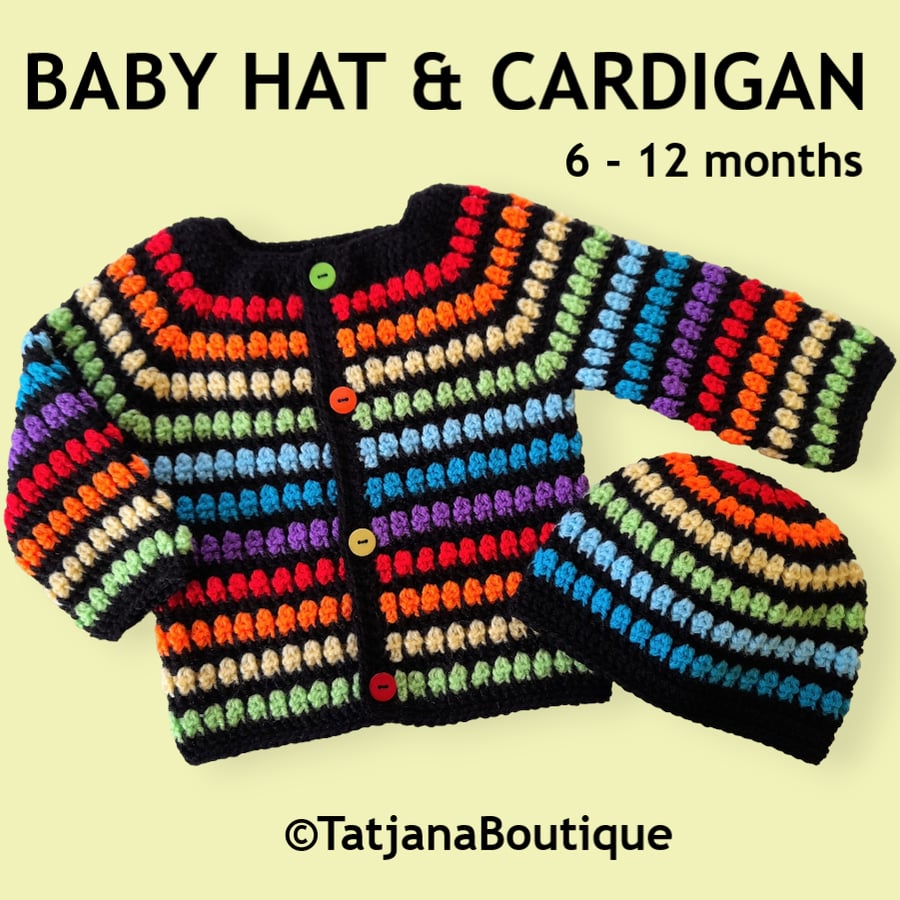 Crochet Pattern Baby Hat and Cardigan, Same Day Delivery PDF 153