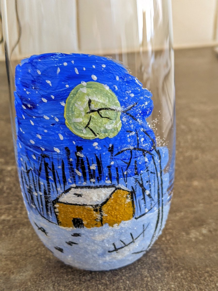 Tumbler with winter night scene 