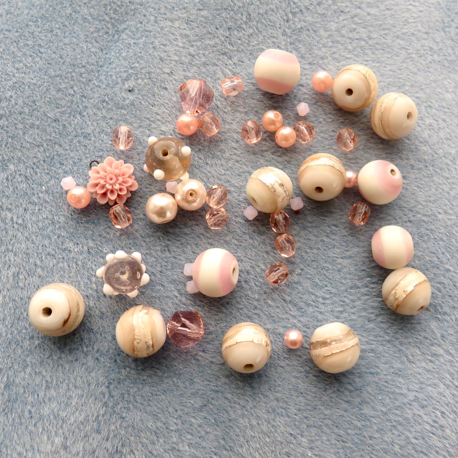 Pale pink bead assortment