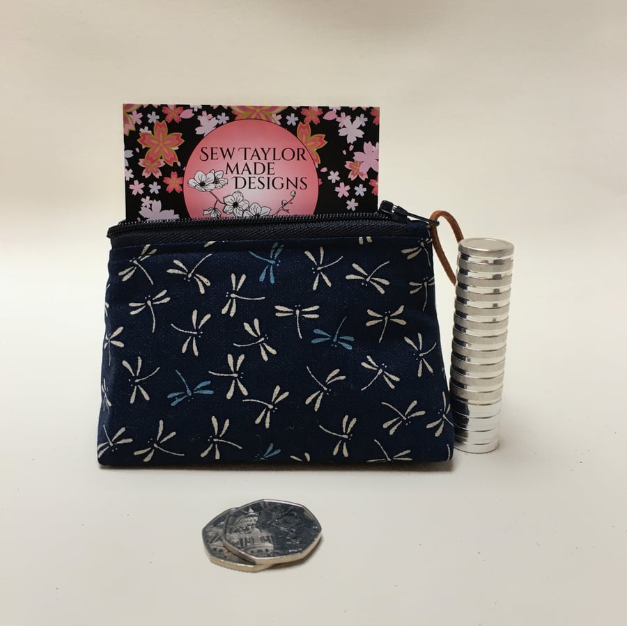 Blue Dragonfly Japanese Fabric Coin Purse