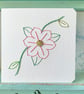 Hand Stitched Card. Flower Card. Clematis Card. Mothers Day Card. Blank Card.