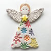 Ceramic Christmas Angel Pottery Christmas decoration Multicoloured snowflakes