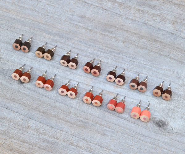 Brown Colour Pencil Ear Studs