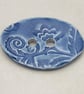 Large Ice Blue Brocade Oval Handmade Ceramic Button - Image 1