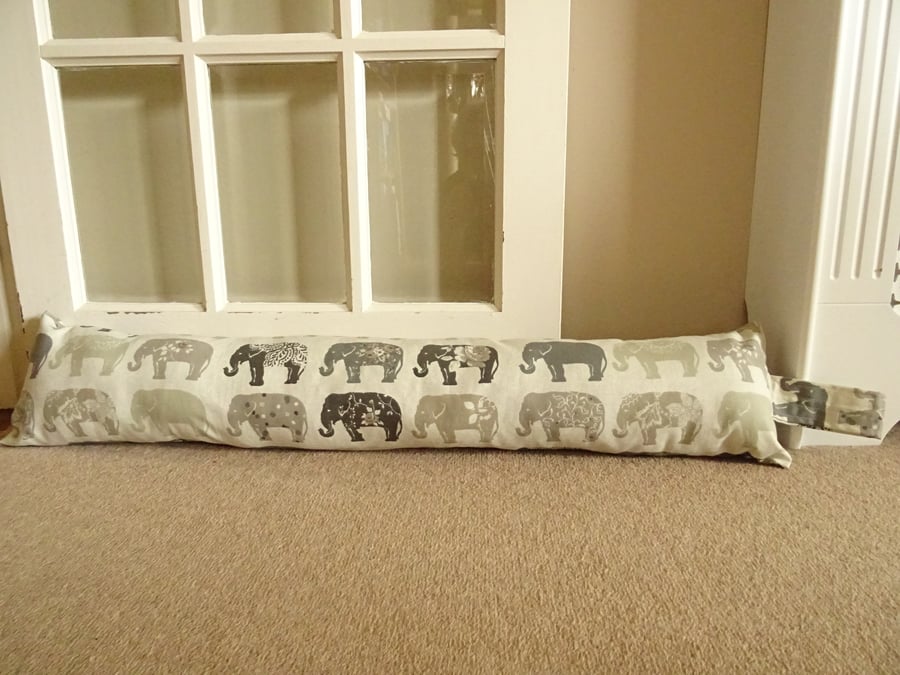 Washable Elephant Draught Excluder .Beige or Duckegg Blue 15inch circumference  