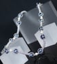 Long Silver and Blue Captured Pearl Necklace