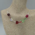 Necklace with Swarovski Crystal cubes in sparkling colour - Present  for her
