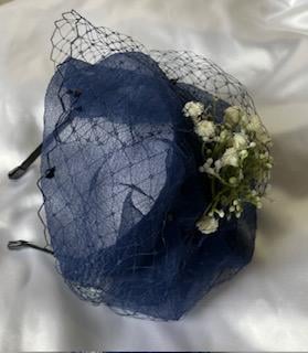 Billie - Blue Vintage Hat Style Fascinator with Netting