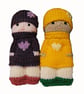 Handmade knitted pair of pocket dolls - children