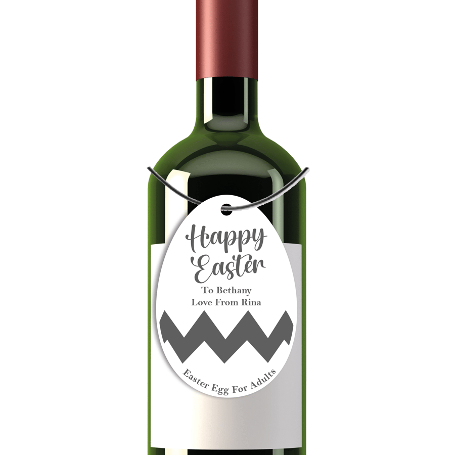 Easter For Adults Wine Gift Tag Acrylic Engraved Personalised Name Funny Adult