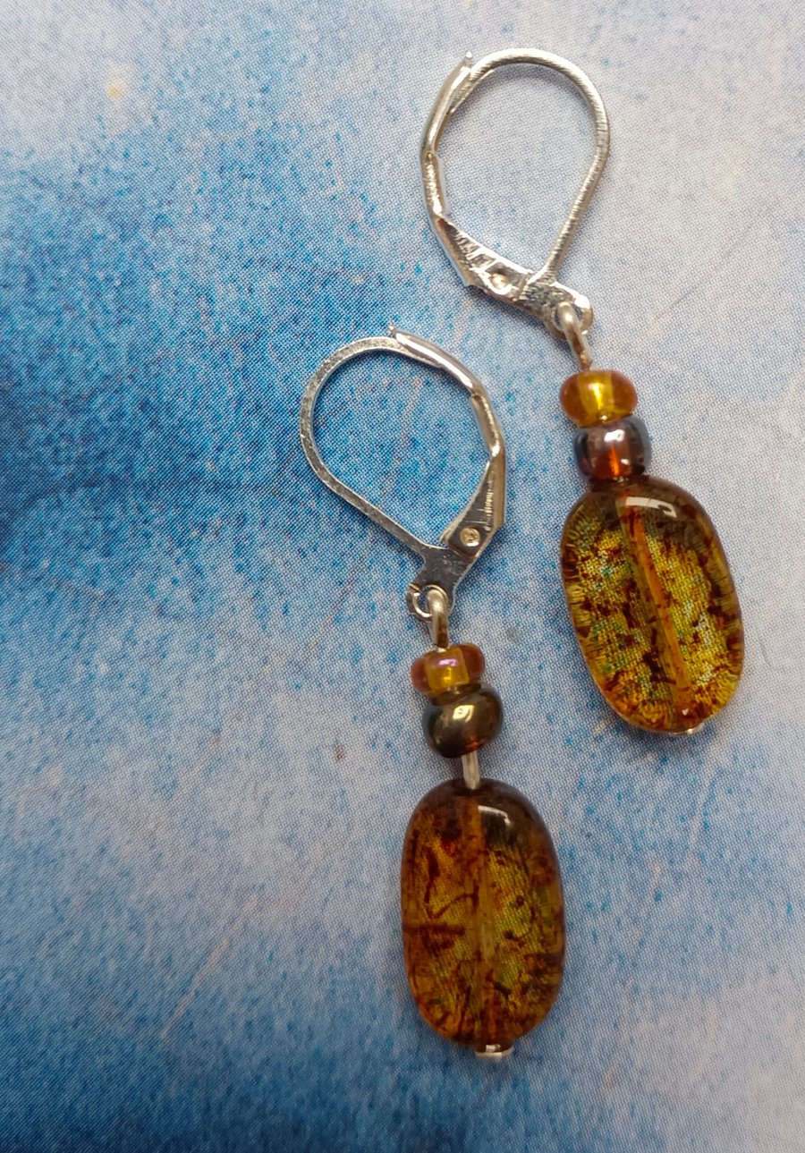 Lovely Amber Glass Handmade Earrings