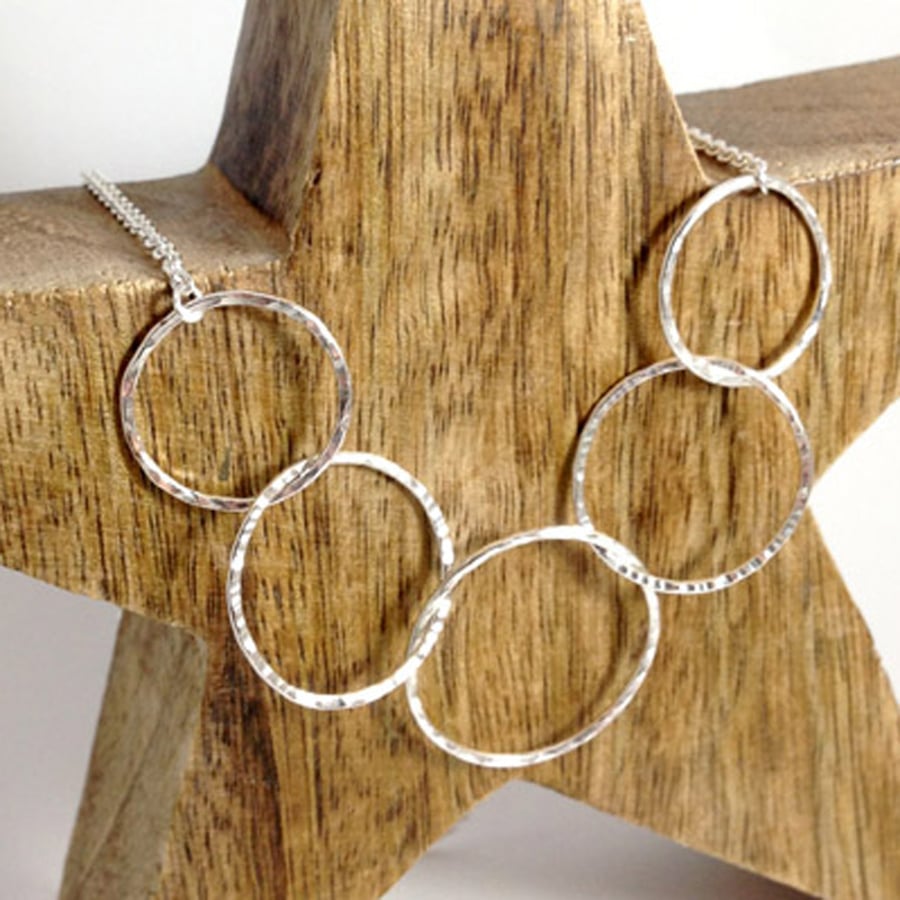 Hammered Five Circle Necklace