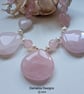 Designer Natural Rose Quartz & Freshwater Culture Pearl Necklace  - Image 3