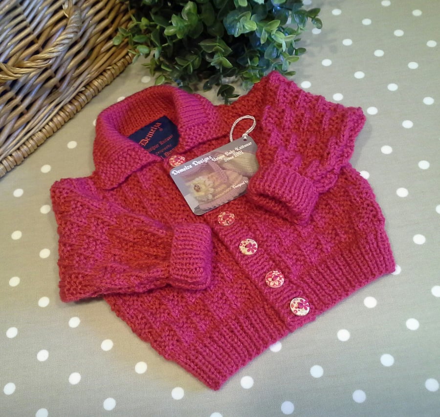 Baby Girl's Hand Knitted Cardigan  3-9  months size