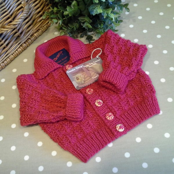 Baby Girl's Hand Knitted Cardigan  3-9  months size