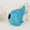 Cute Turquoise Fish, Handmade ceramic ornament