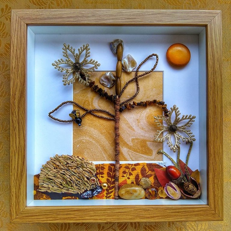 Heading for Hibernation Hedgehog Mixed Media