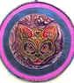 DDCM21 - Cat Skull Metal Mandala Wall Hanging-17.5cm diameter- Mauve-Lilac-Gold - Image 1