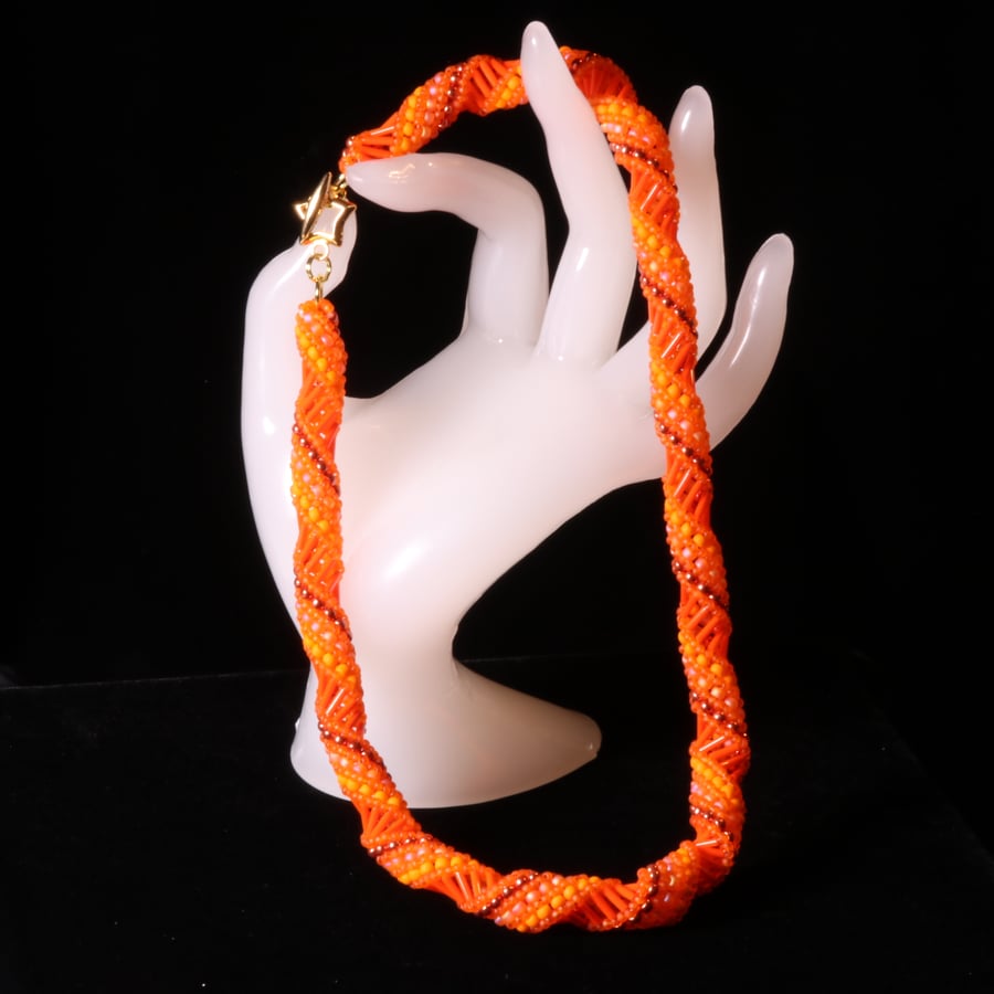 Orange Russian Spiral Necklace 