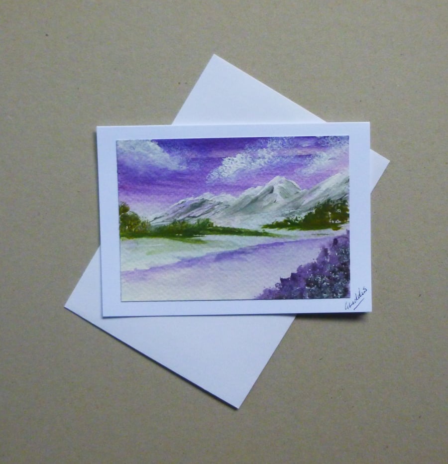 original art hand painted landscape greetings card ( ref FA 302 A1 )