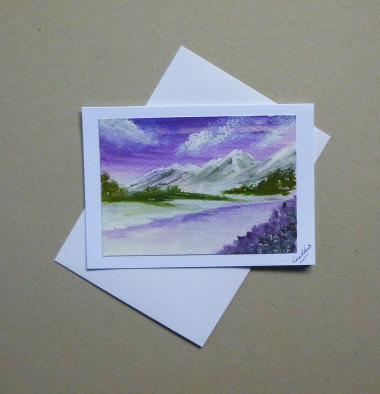 original art hand painted landscape greetings card ( ref FA 302 A1 )