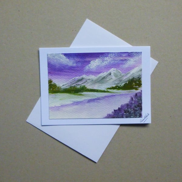 original art hand painted landscape greetings card ( ref FA 302 A1 )