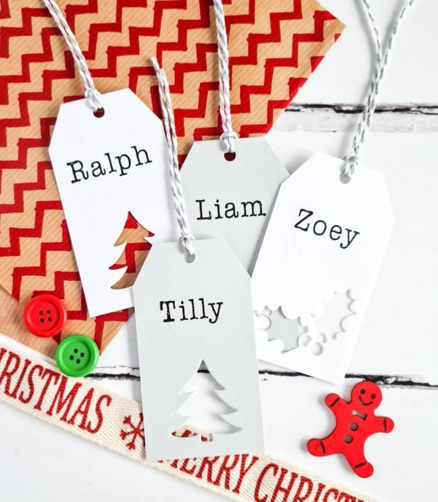 Christmas Gift Tags in Scandi Inspired Grey and White. Set of 10.