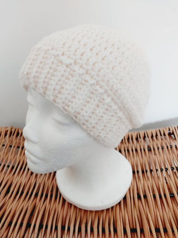 Cream Beanie Hat with Brim - Summer Seconds