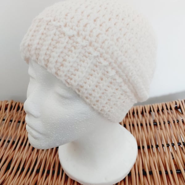 Cream Beanie Hat with Brim - Summer Seconds