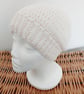Cream Beanie Hat with Brim