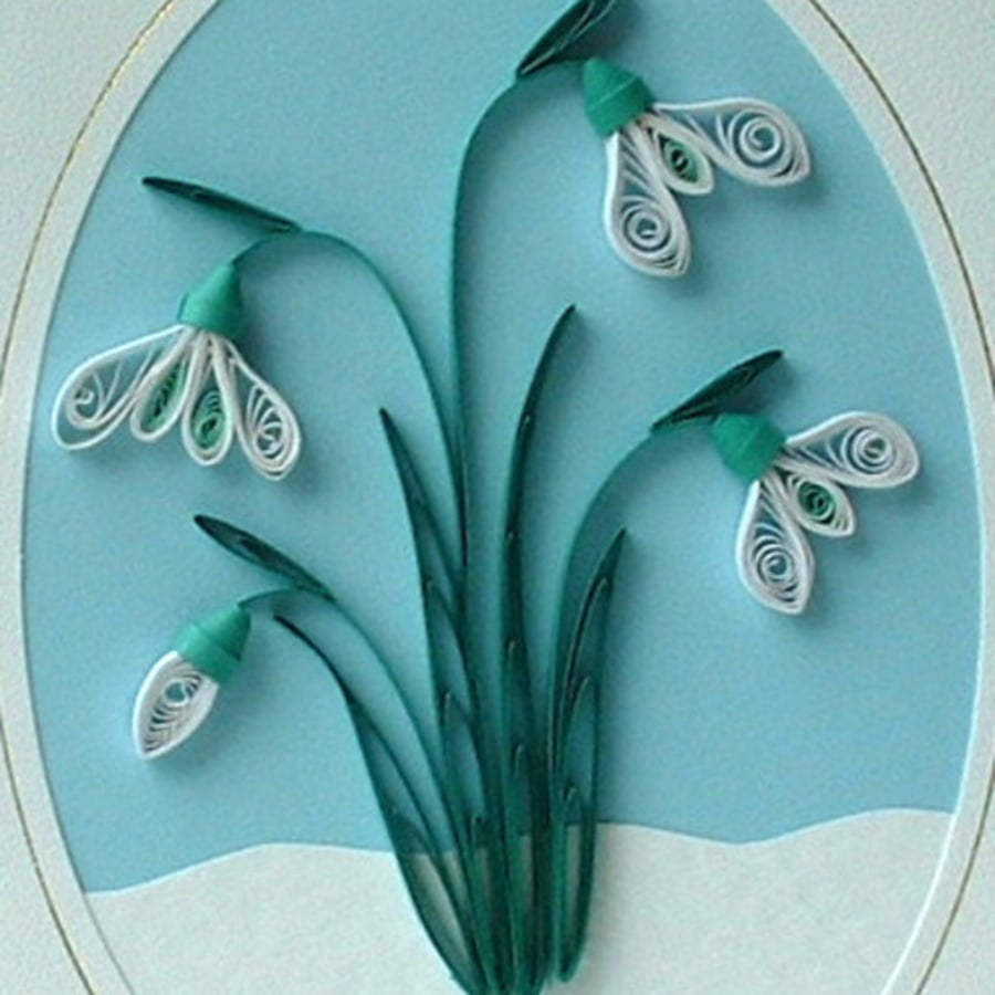 Quilling snowdrops birthday card