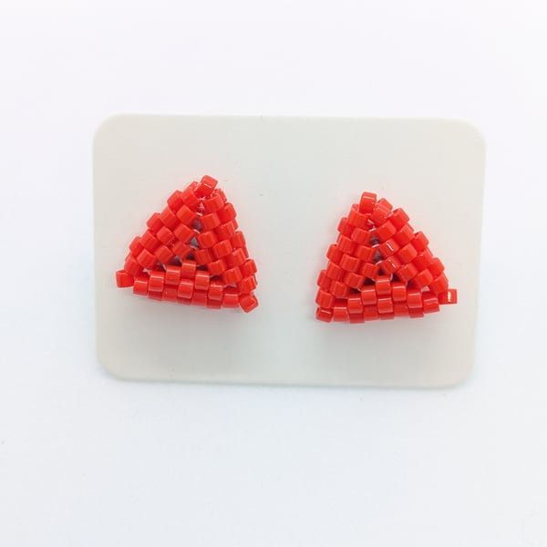 Triangle Stud Earrings - Scarlet