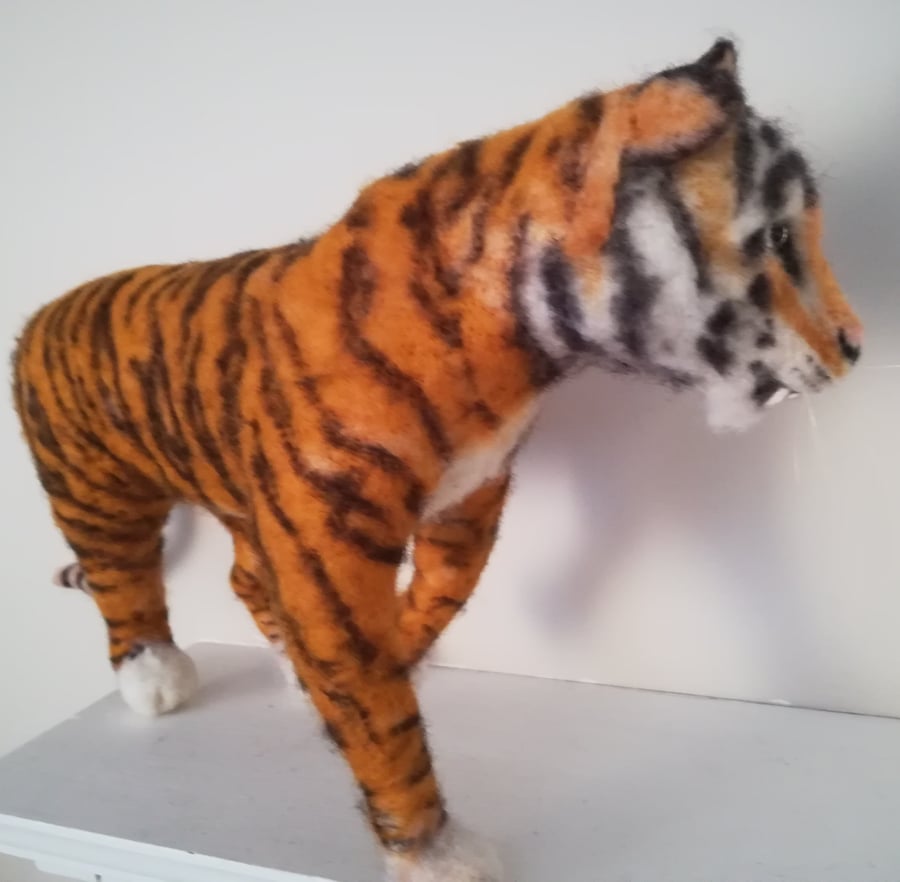 Tigger, tiger needle felted wool sculpture, OOAK collectable sculpture 