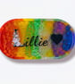 Handmade Resin Personalised Rainbow Trinket Tray  –  Custom Name Gift