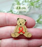 Heart Disease Awareness Teddy Bear Pin, Handmade Red Ribbon Brooch, Personalised - Image 4