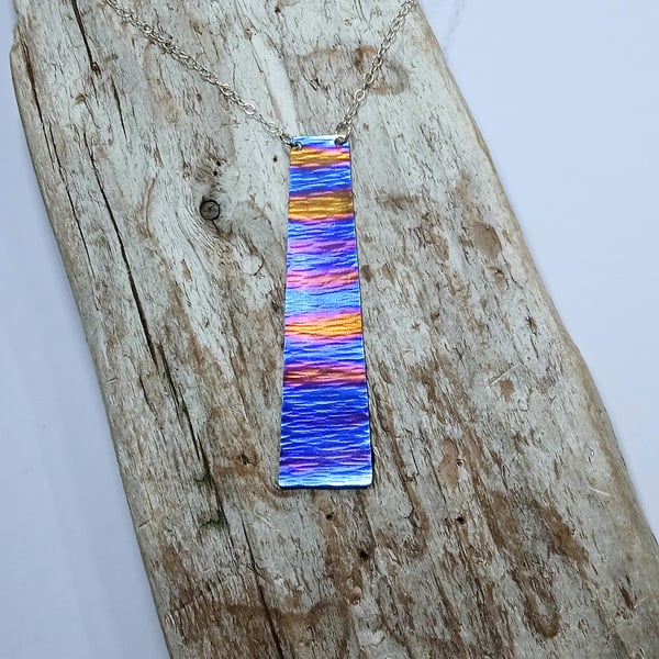 Coloured Titanium Striped Necklace - UK Free Post